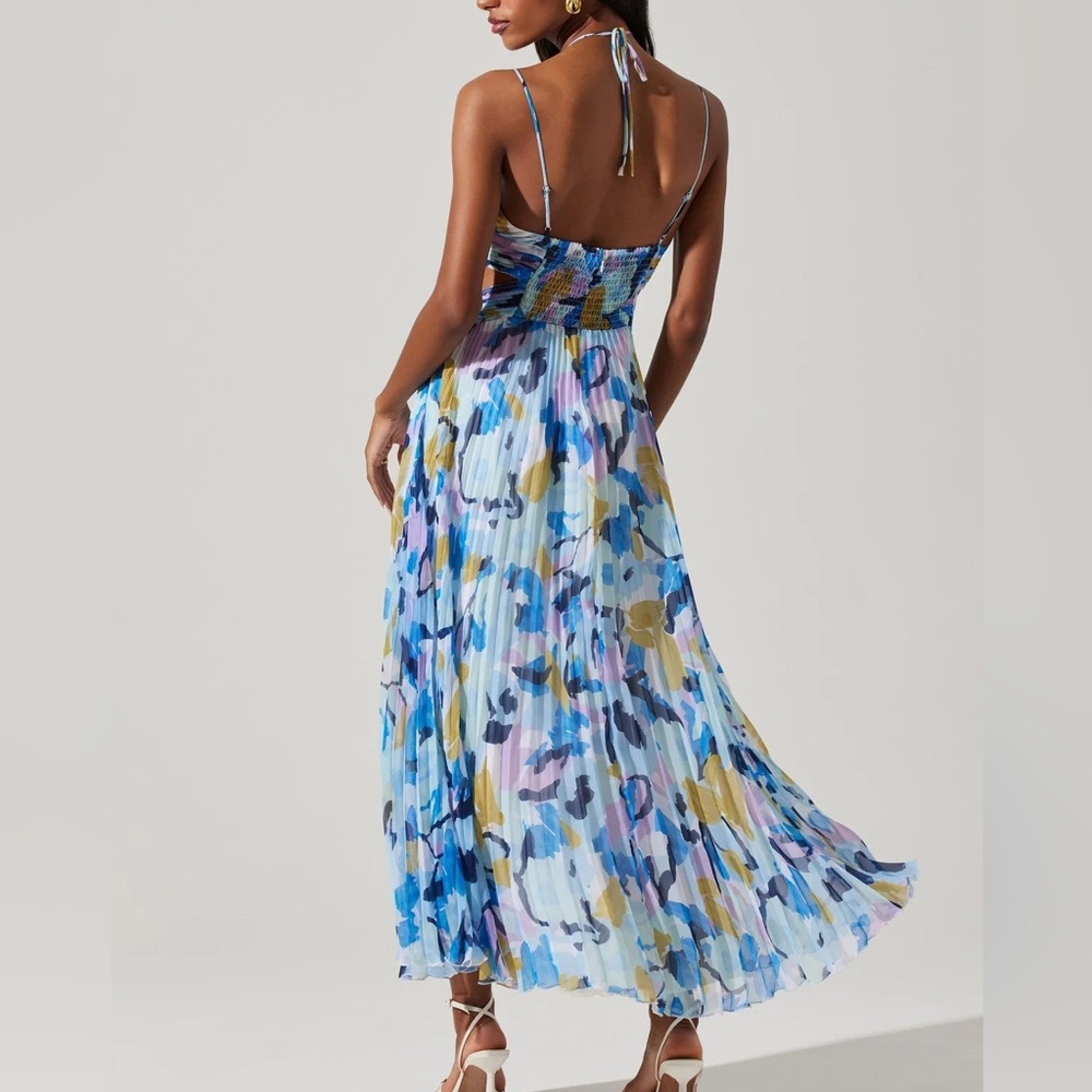 ASTR THE LABEL AQUATE DRESS AQUA BLUE MULTI - Picture 2 of 6